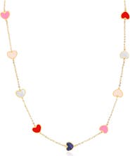 The Lovery Fine Jewelry Multicolored Mixed Heart Station Necklace
