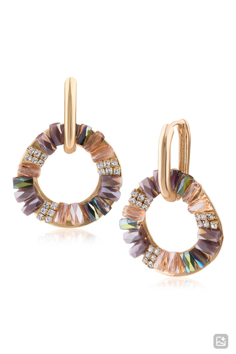 Baguette Crystal Frontal Hoop Earrings (Nordstrom Exclusive), Alternate, color, MULTI/ GOLD