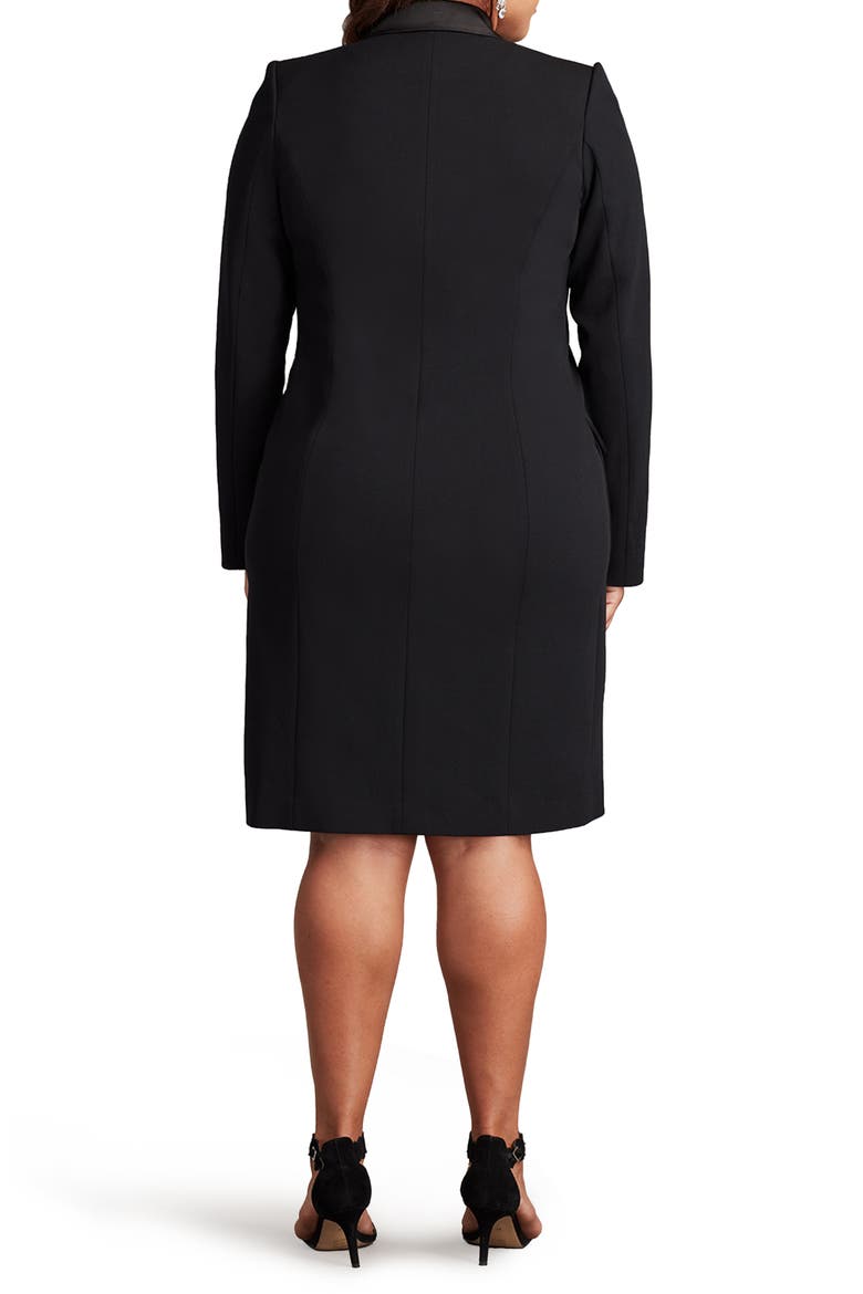 Long Sleeve Tuxedo Dress, Alternate, color, BLACK