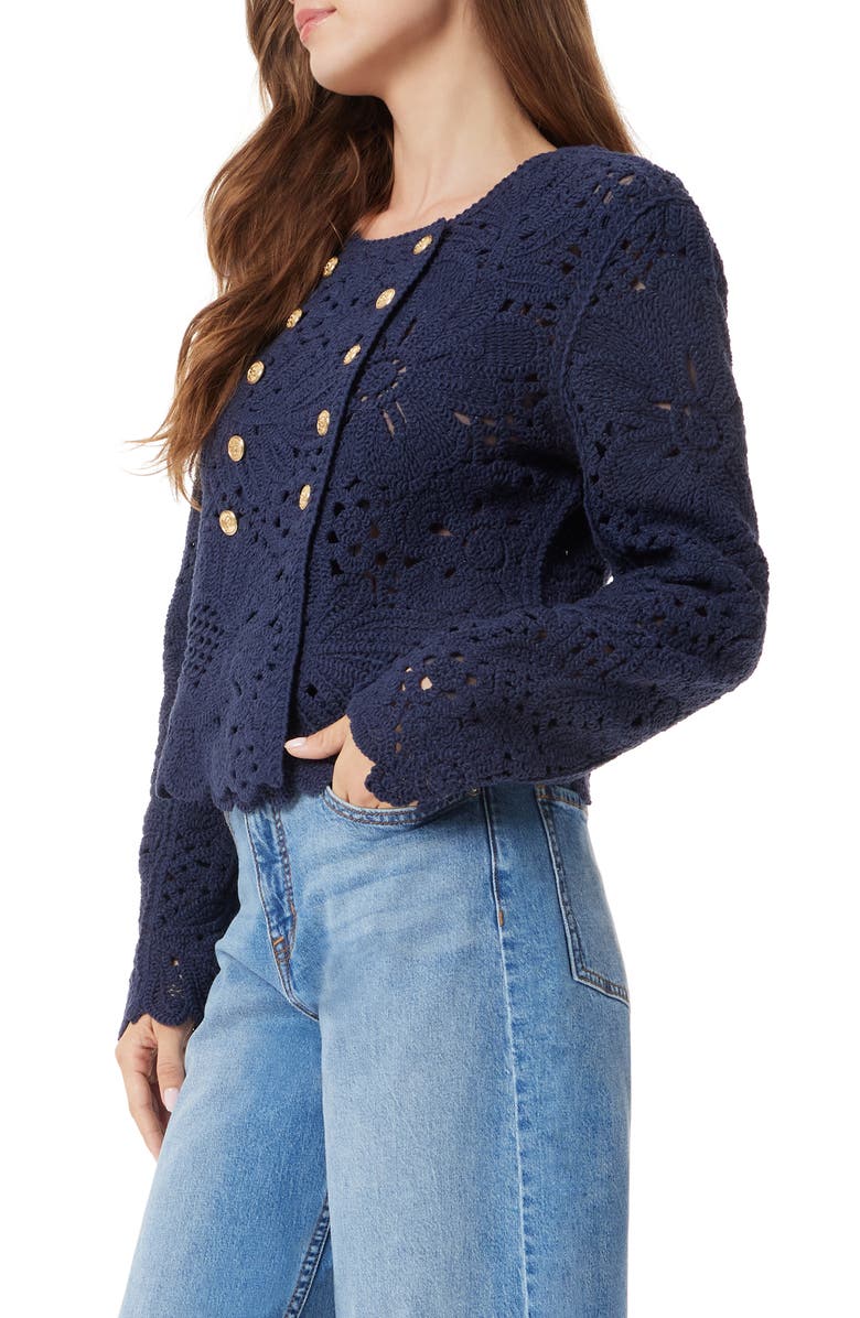 Sam Edelman Fiona Knit Double Breasted Blazer, Alternate, color, Navy