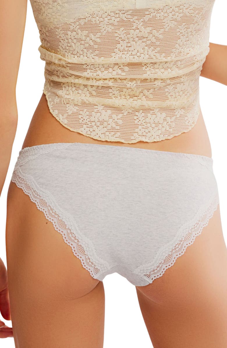 Free People Oh My Darling Lace Trim Cotton Blend Bikini Briefs, Alternate, color, Grey Combo