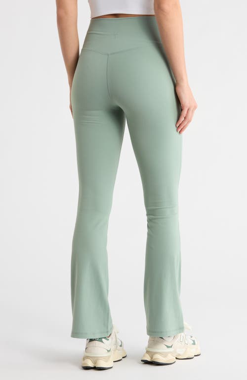 Yogalicious Ultra Lush Madison Crossover Flare Leggings In Blue