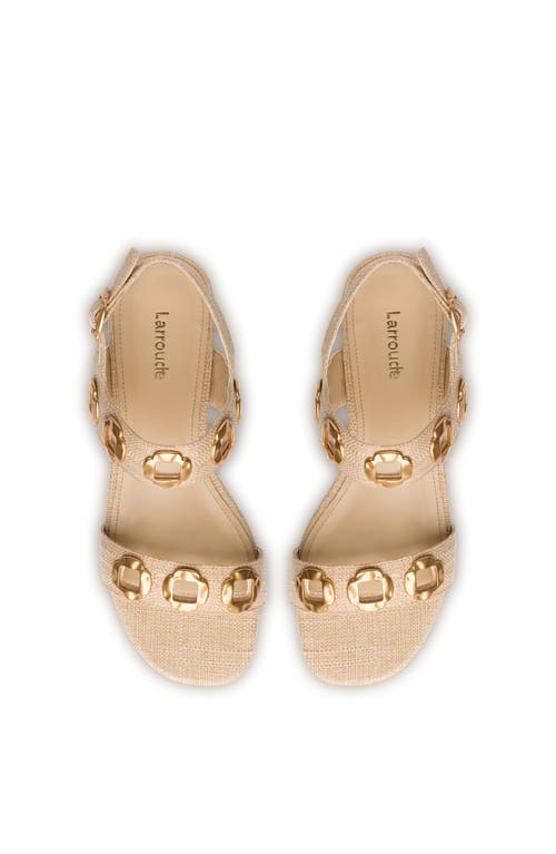 Larroude Milan Raffia Flat Slingback Sandals