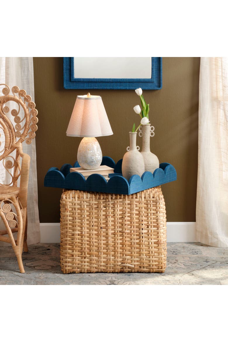 Capsule Mother of Pearl Table Lamp with Linen Shade, Alternate, color, White