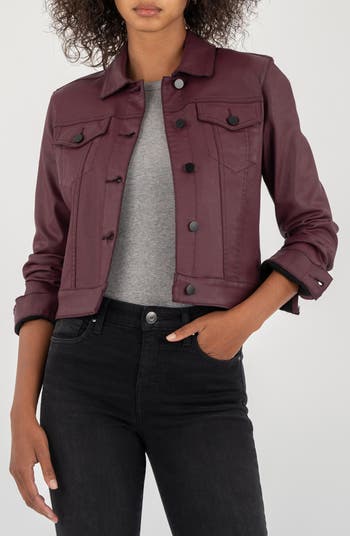 KUT from the Kloth Julia Coated Crop Denim Trucker Jacket