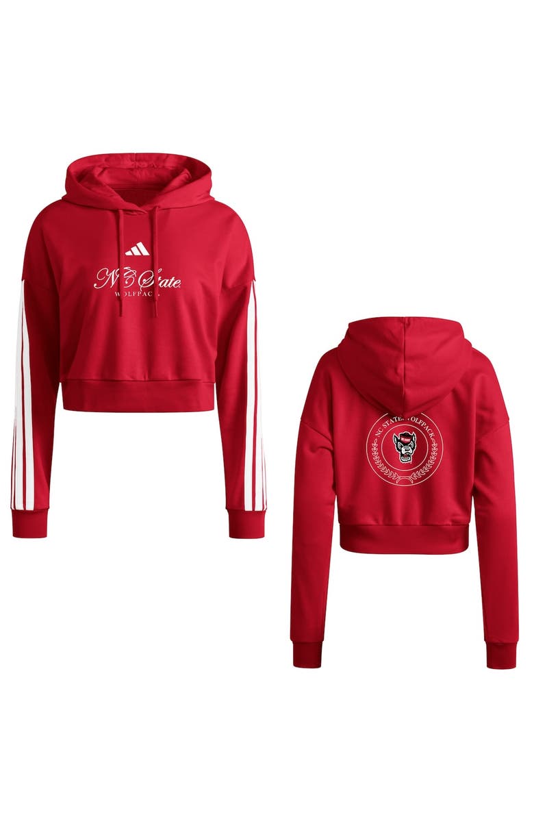adidas Women's adidas Red NC State Wolfpack Campus Queen Cropped Pullover Hoodie, Alternate, color, Red