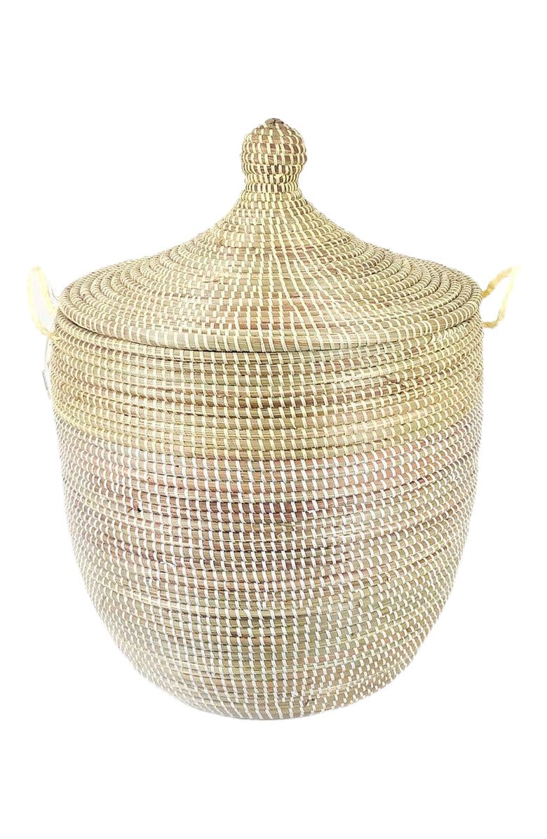 Mbare Dou Lid Storage Basket Two-Tone Medium Storage, Main, color, Natural And White