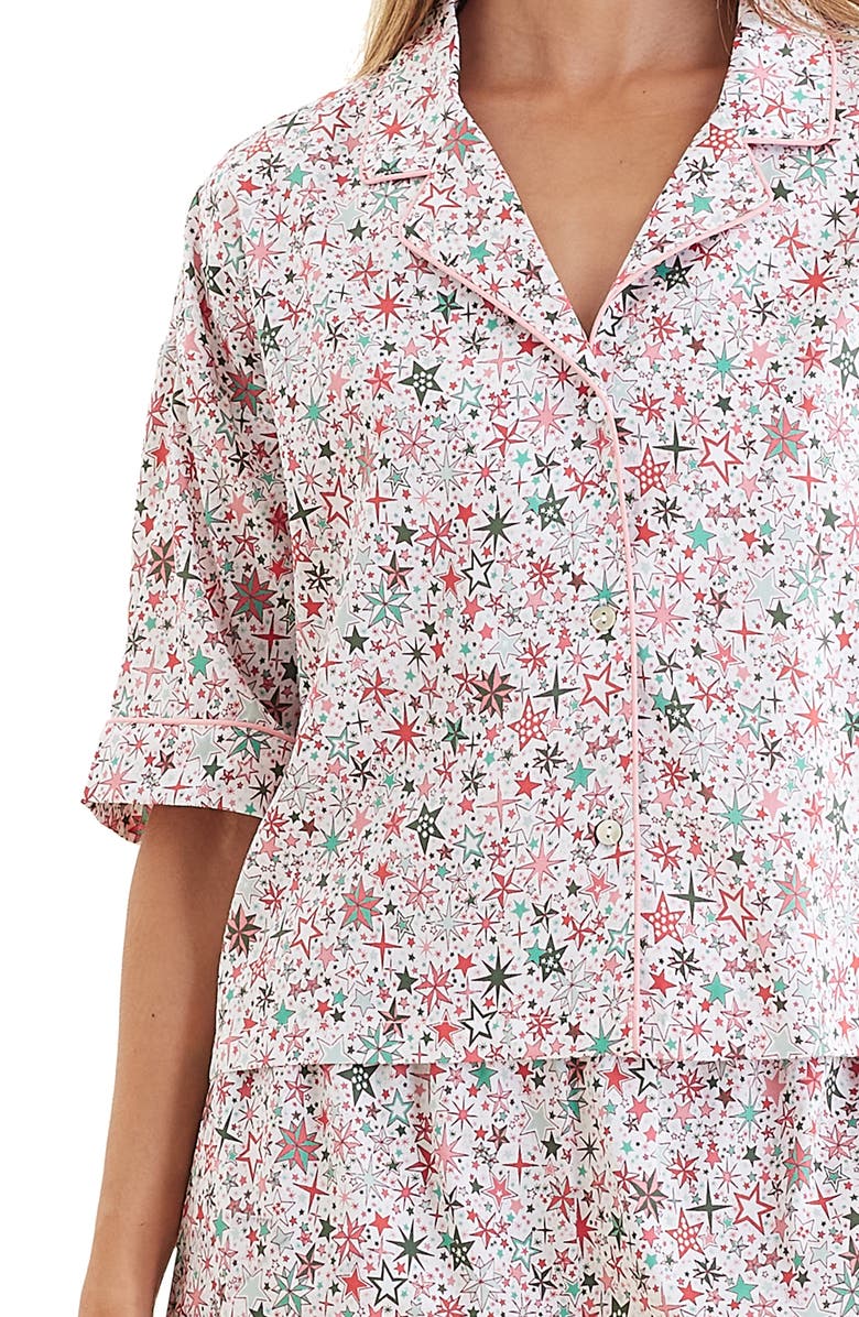 Papinelle Christmas Stars Cotton Sateen Short Pajamas, Alternate, color,