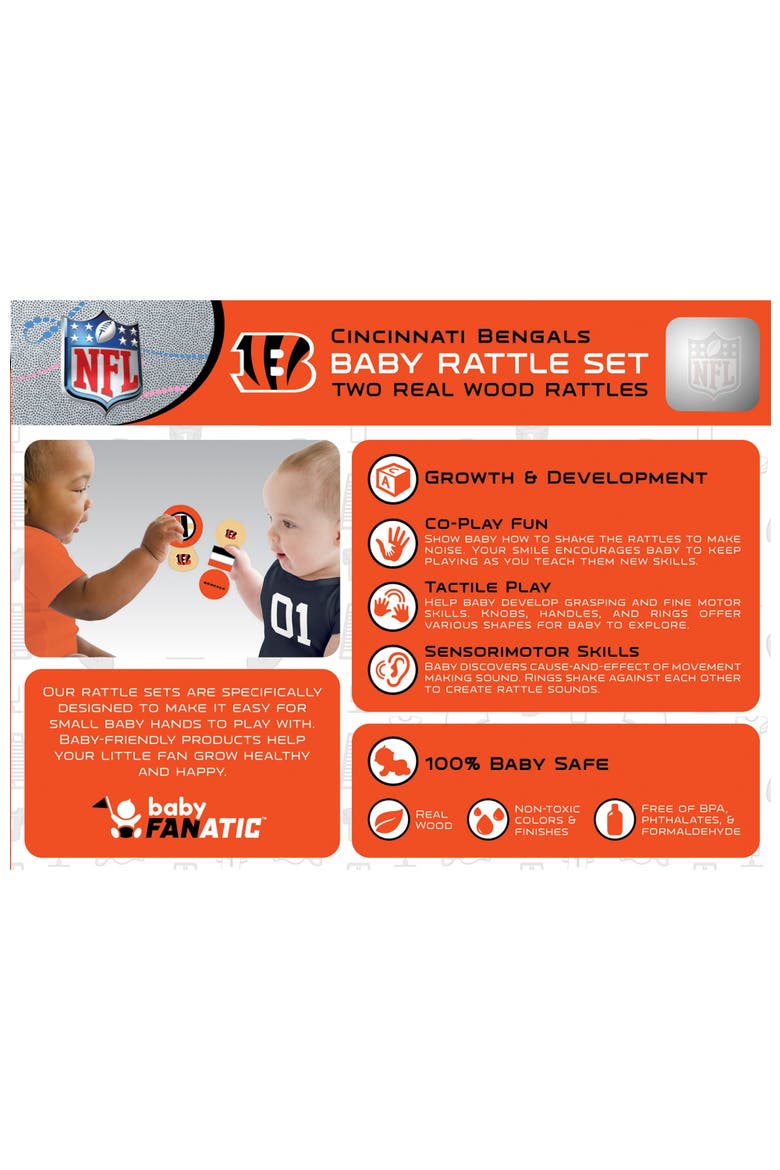 Cincinnati Bengals Baby Rattles 2-Pack, Alternate, color, Multicolor