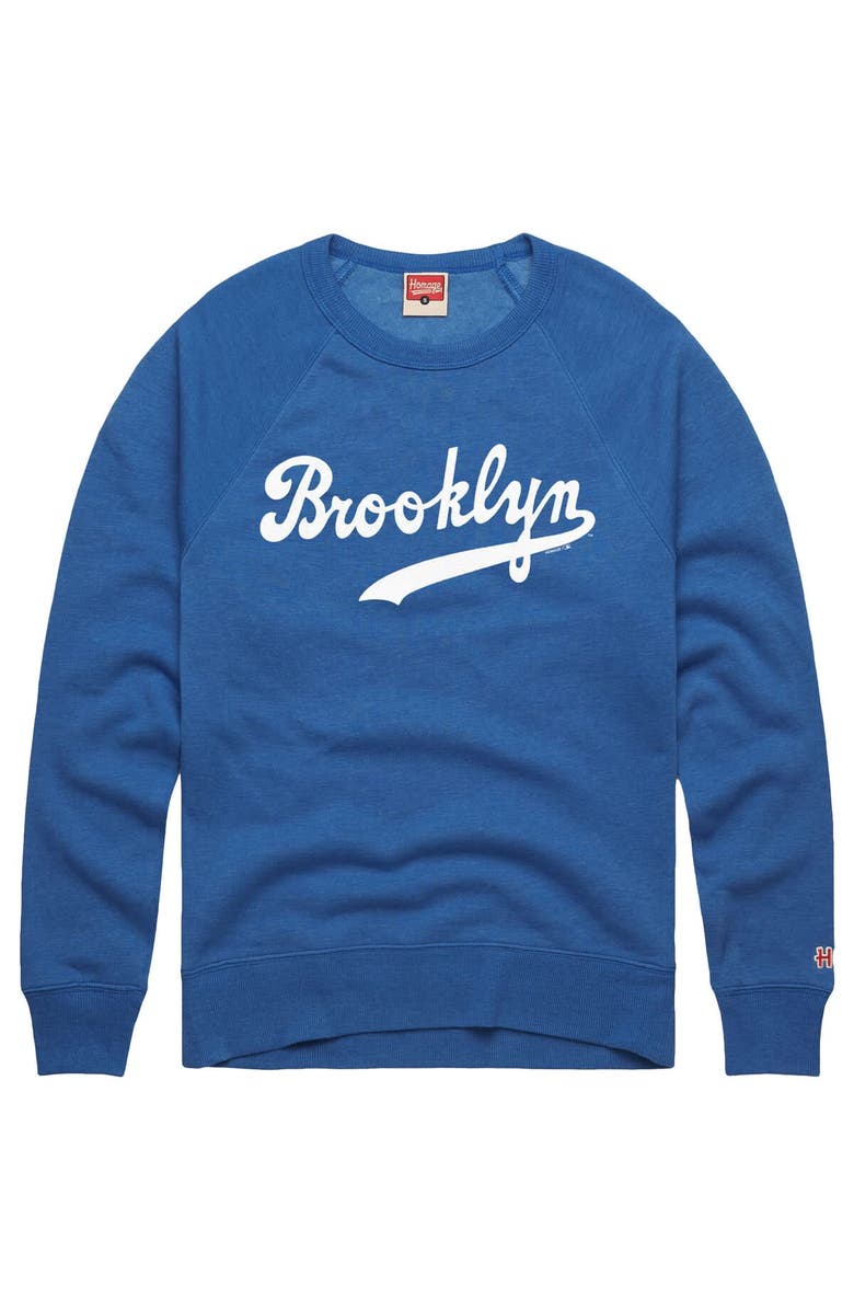 Homage Men's Homage Royal Brooklyn Dodgers Retro Tri-Blend Pullover Sweatshirt, Alternate, color,