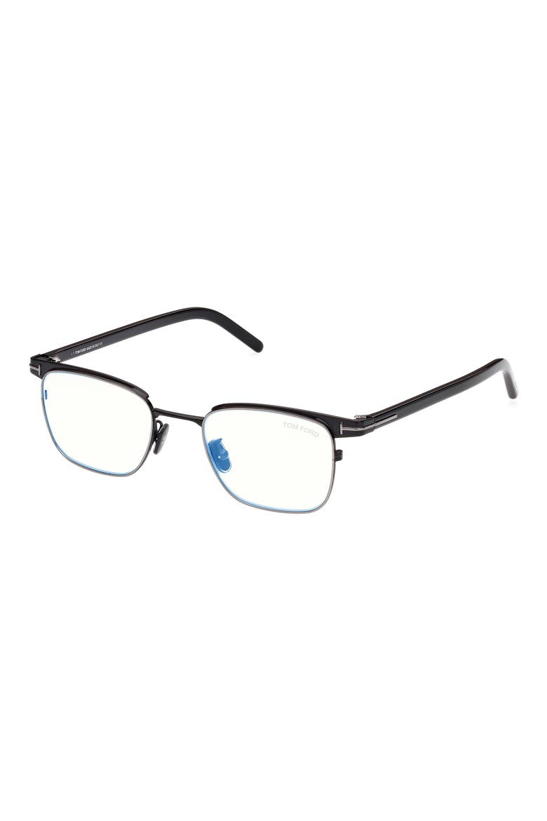 49mm Small Square Blue Light Blocking Reading Glasses, Alternate, color, BLACK/ OTHER