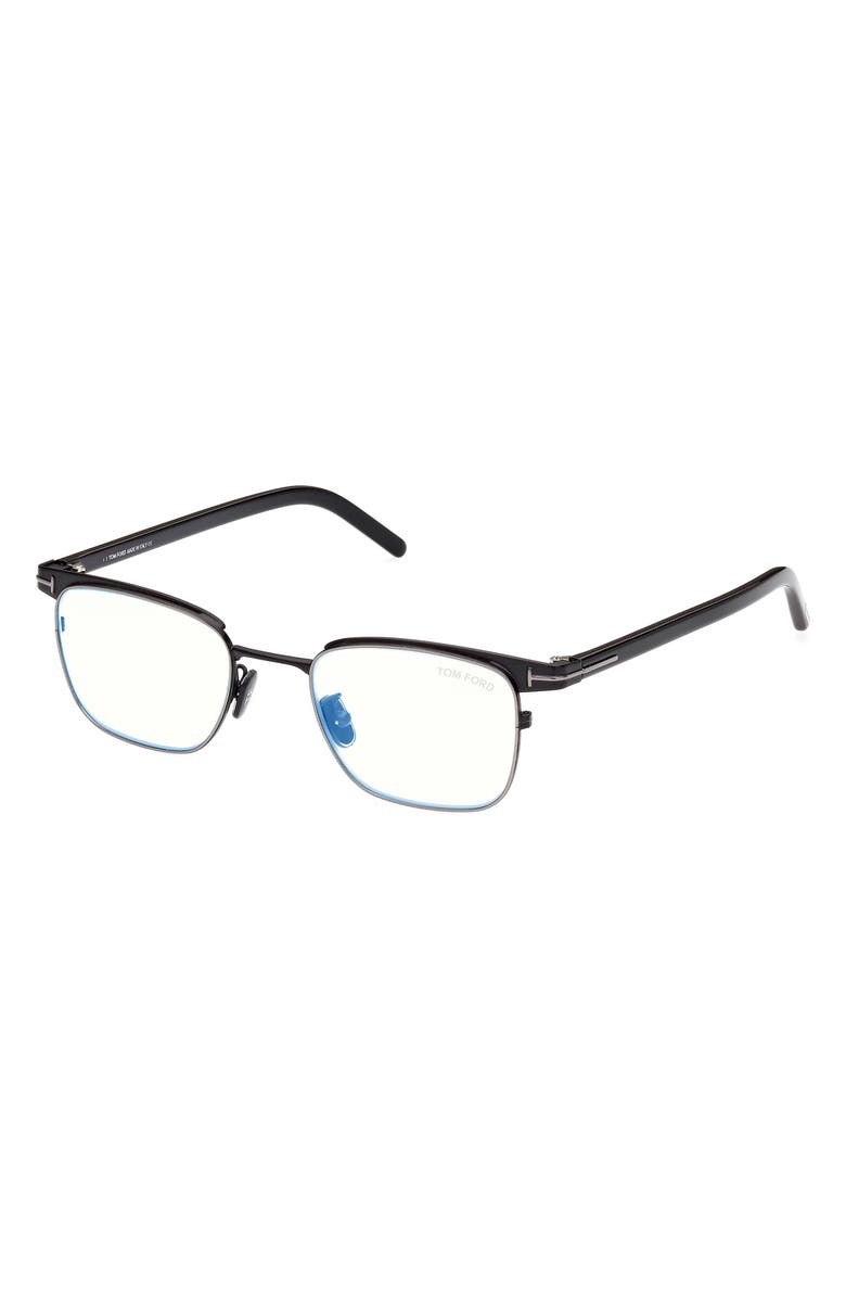 TOM FORD 49mm Small Square Blue Light Blocking Reading Glasses, Alternate, color, 