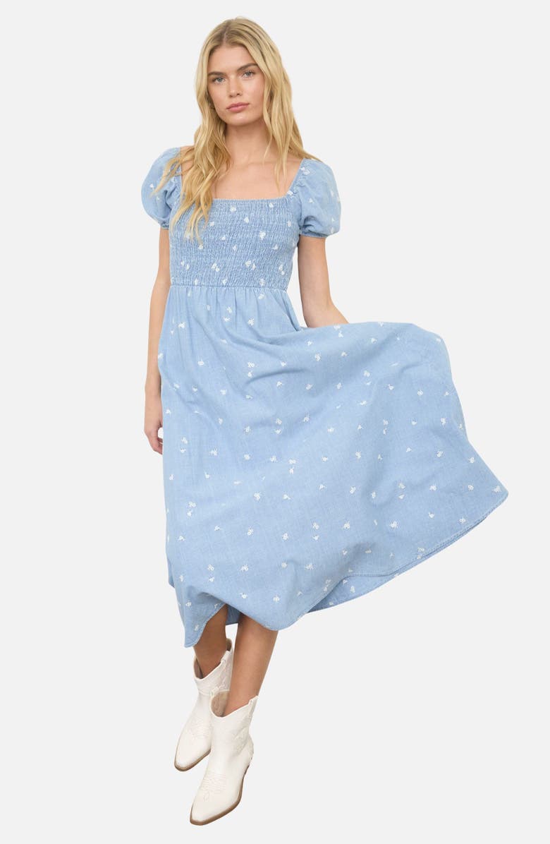 Blu Pepper Ditsy Chambray Midi Dress, Alternate, color, Chambray