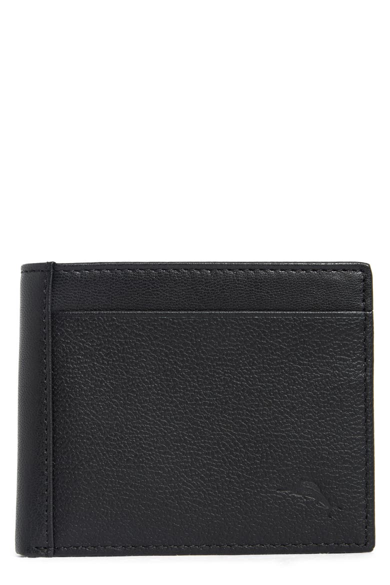 Leather Slimfold Wallet, Main, color, BLACK