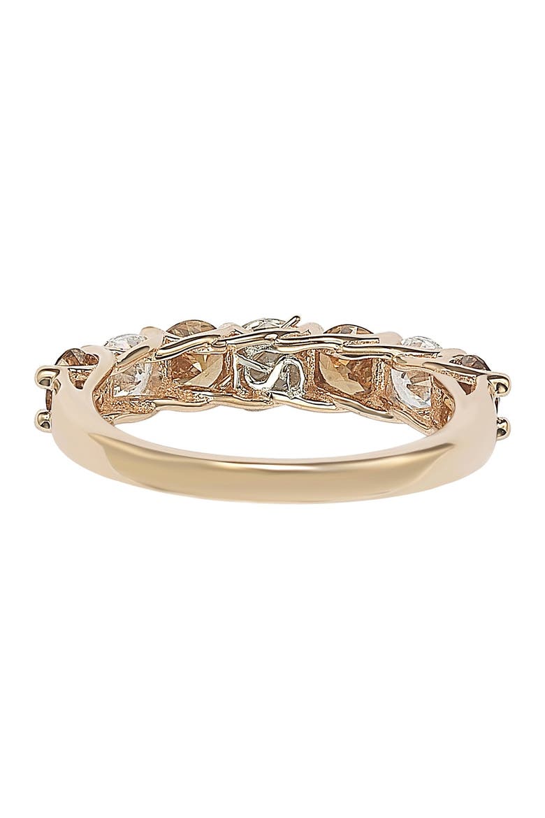 Rose-Tone Sterling Silver Prong Set Round-Cut CZ Band Ring, Alternate, color, BROWN
