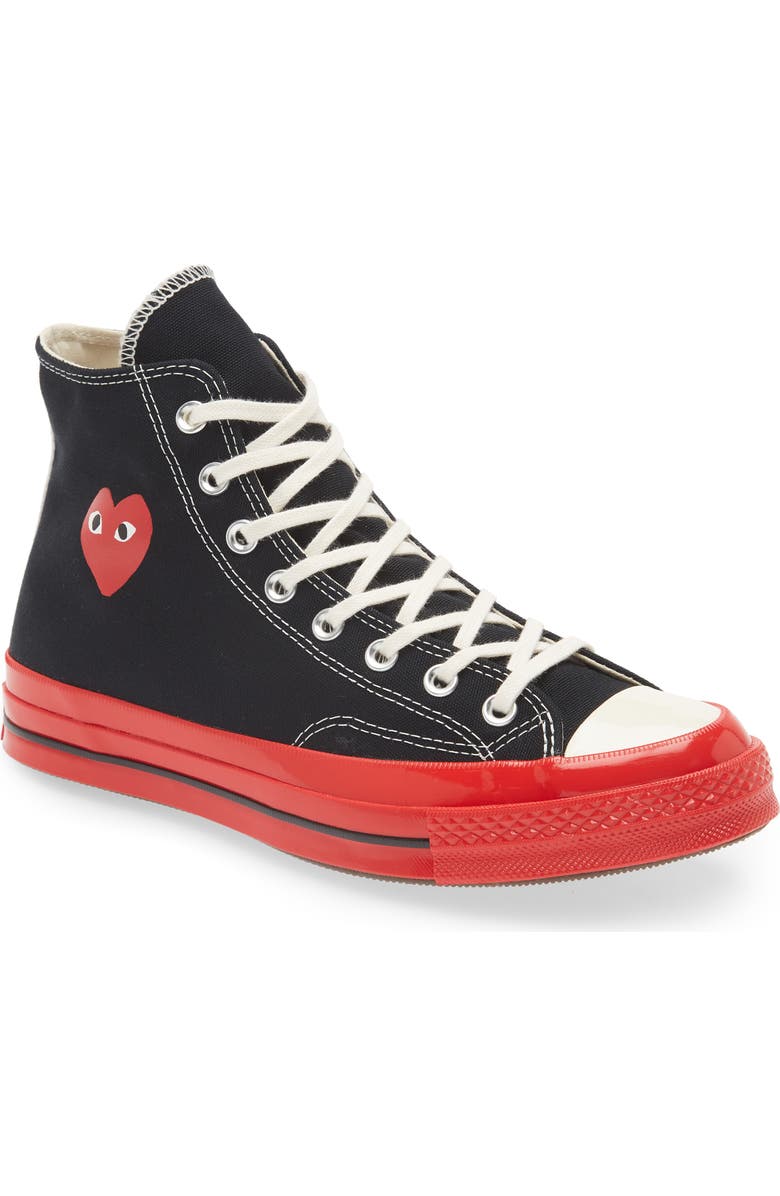 Comme des Garçons PLAY x Converse Chuck Taylor<sup>®</sup> Hidden Heart Red Sole High Top Sneaker, Main, color,