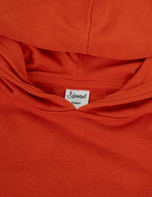 Leveret Kids Pullover Hoodie, Cotton Blend, Kangaroo Pocket, Solid Colors In Brown