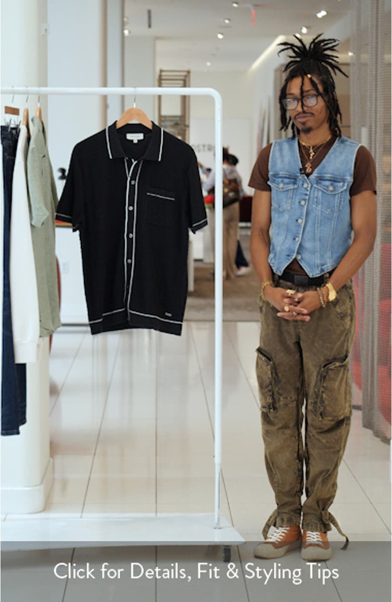 Tipped Short Sleeve Button-Up Sweater, sales video thumbnail