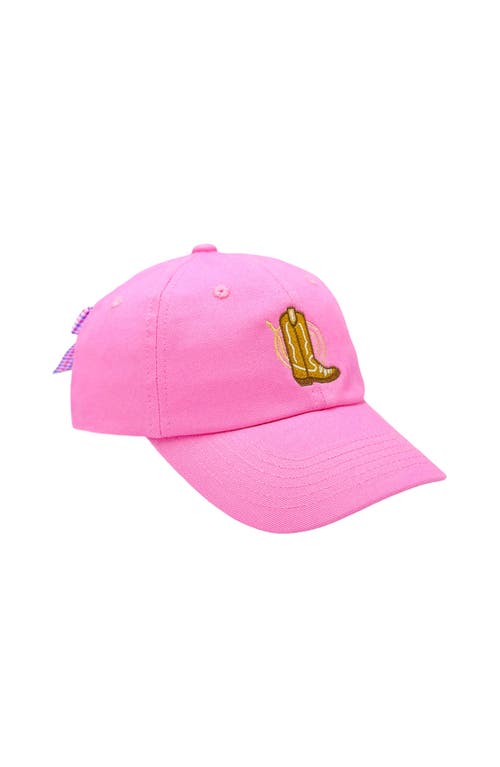 Bits & Bows Cowboy Boot Twill Bow Baseball Hat In Pink