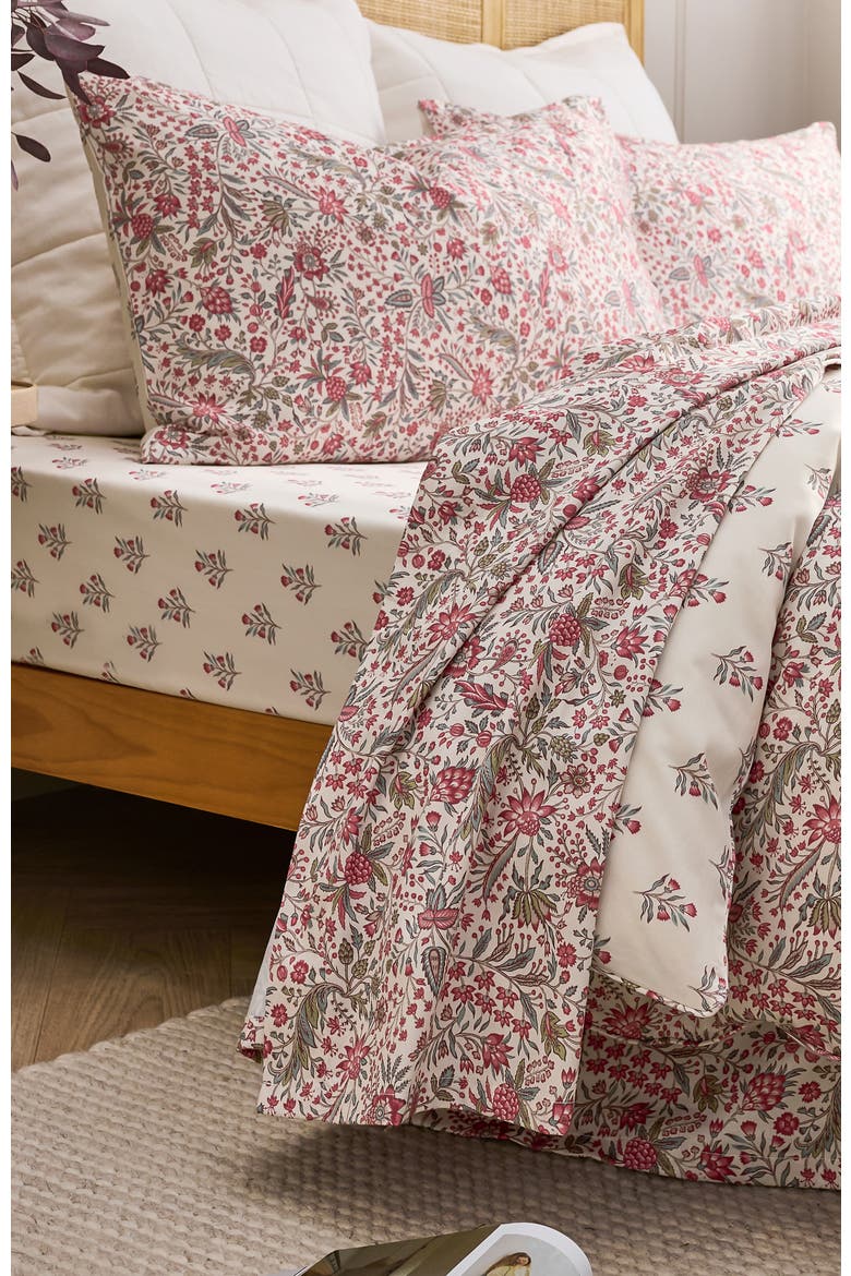 Newstead Luxury Cotton Sateen Reversible Floral Sheet Set Bundles, Alternate, color, Mulberry