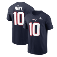 Nike Men's Nike Drake Maye Navy New England Patriots Super Bowl LX Patch Name & Number T-Shirt