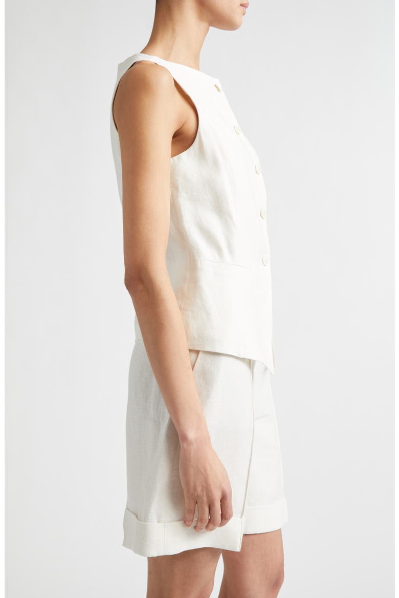 Linen Blend Bateau Neck Vest, Alternate, color, VORY