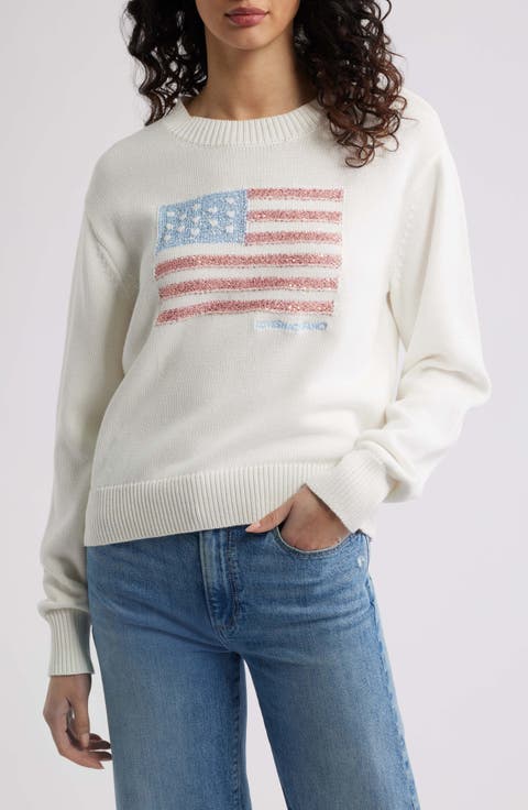 Sequin Flag Cotton Sweater