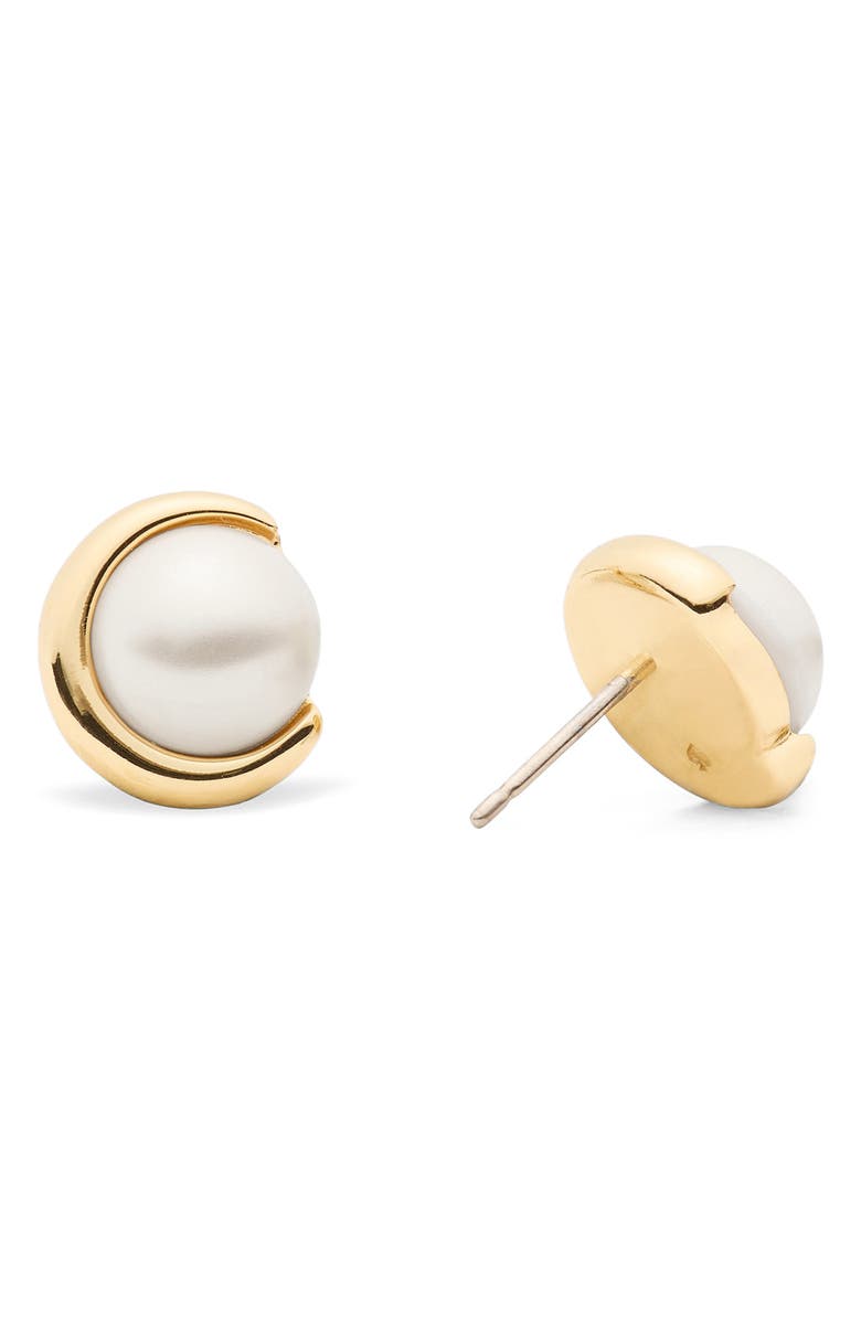 Kate Spade New York faux pearl stud earrings, Alternate, color, Cream/ Gold