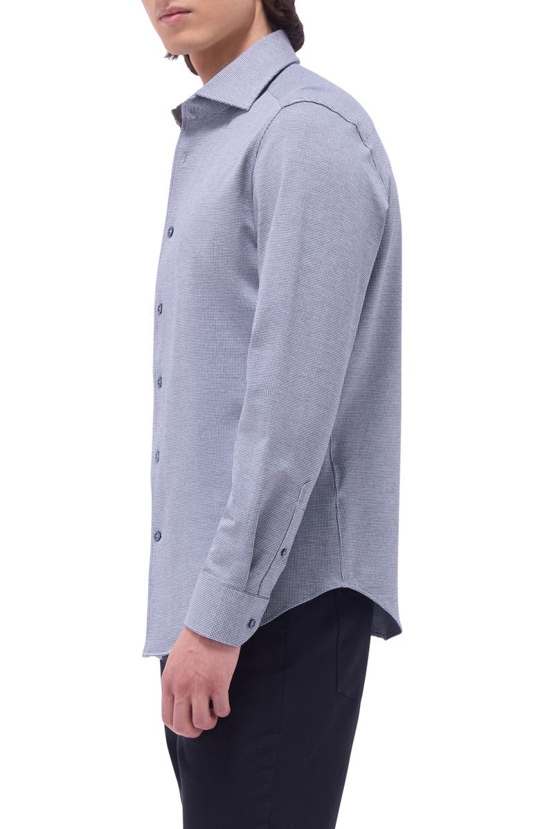 Bugatchi Devon Micro Houndstooth OoohCotton<sup>®</sup> Button-Up Shirt, Alternate, color, Navy