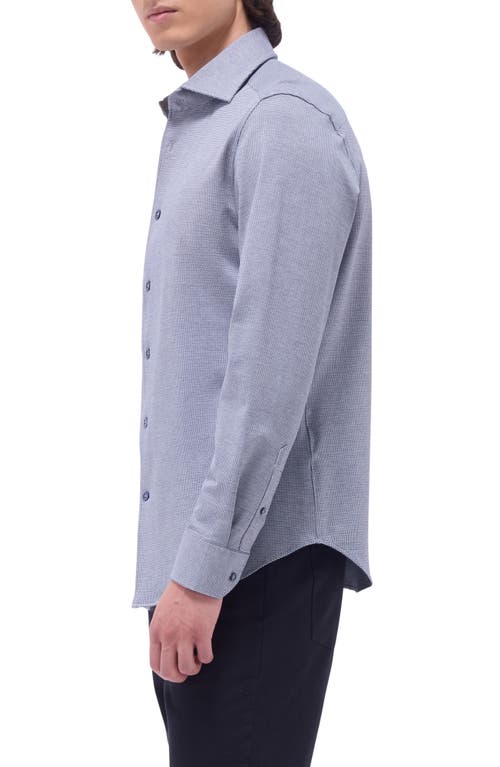 Bugatchi Devon Micro Houndstooth Ooohcotton® Button-up Shirt In Navy