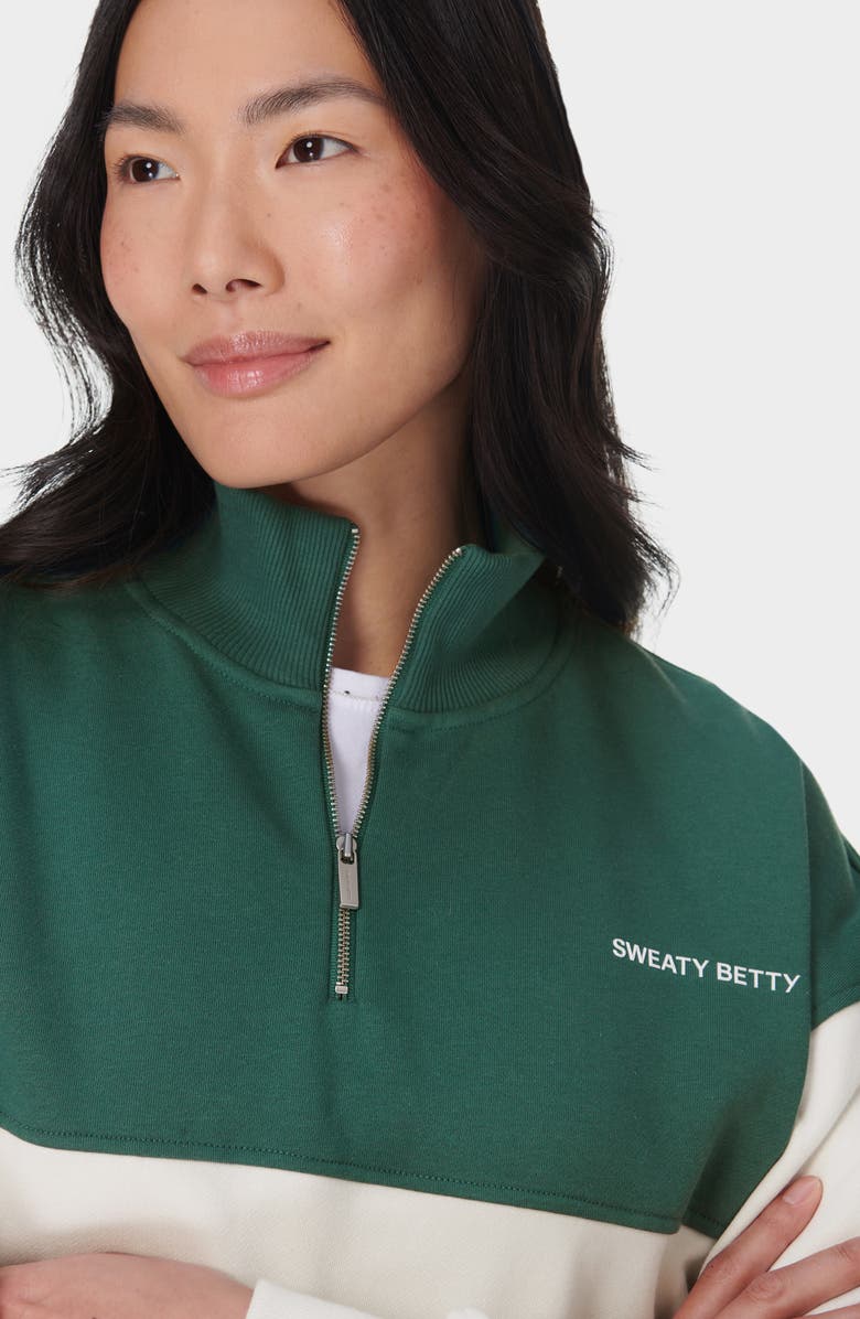 Sweaty Betty Revive Colorblock Half Zip Sweatshirt, Alternate, color, Glade Green Colour Block