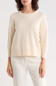 Adrianna Papell Scalloped Three-Quarter Sleeve Sweater