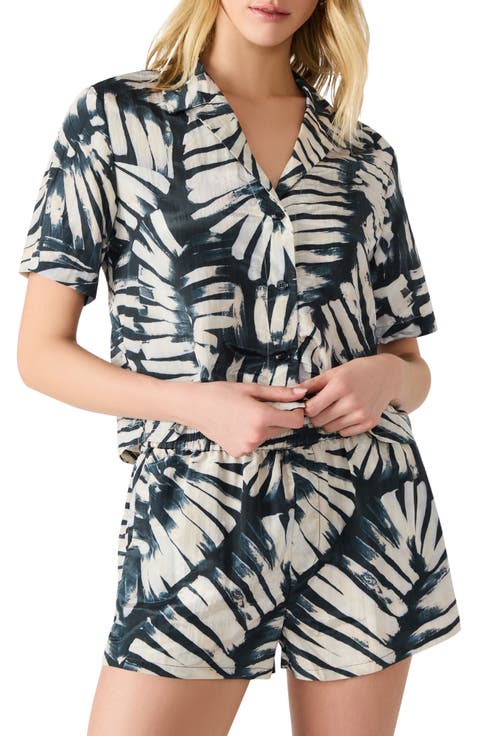 Sandra Palm Print Camp Shirt
