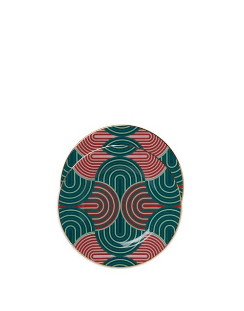 La Doublej Dessert Plates Set Of 2 Slinky Verde Green In Slinky Verde Green