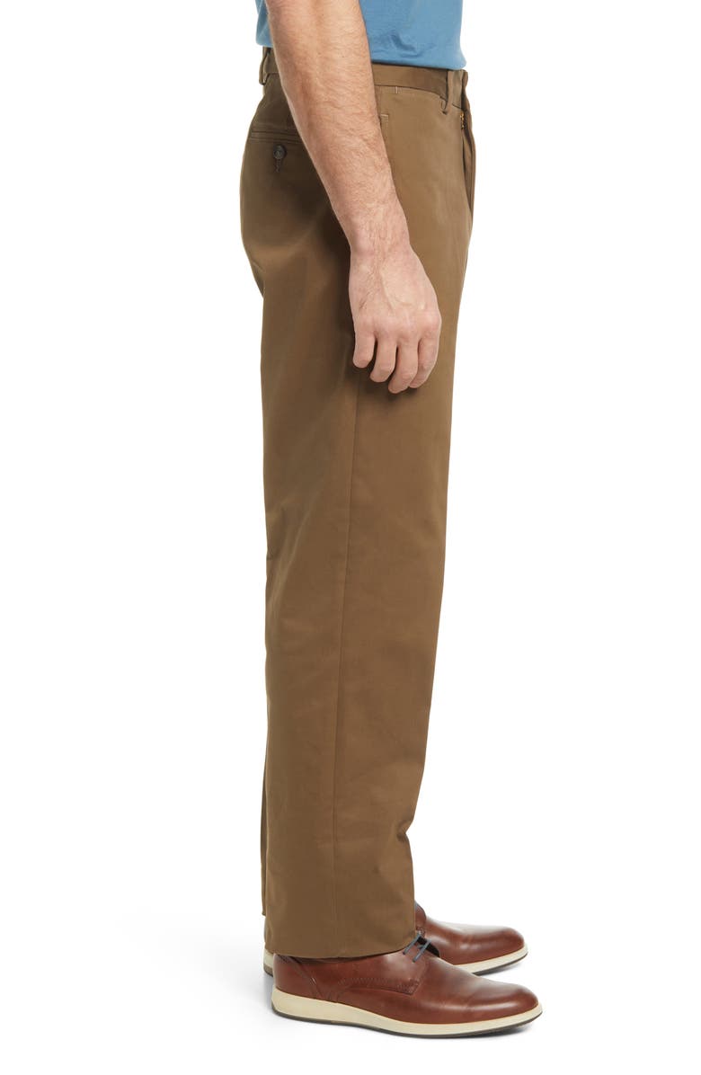 Berle Charleston Khakis Flat Front Stretch Sateen Pants, Alternate, color, Dk Khaki