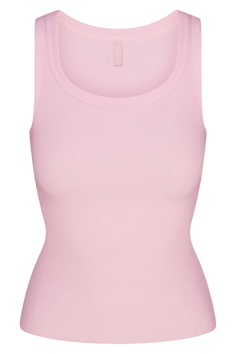 Stretch Cotton Rib Scoop Tank, Alternate, color, CHERRY BLOSSOM