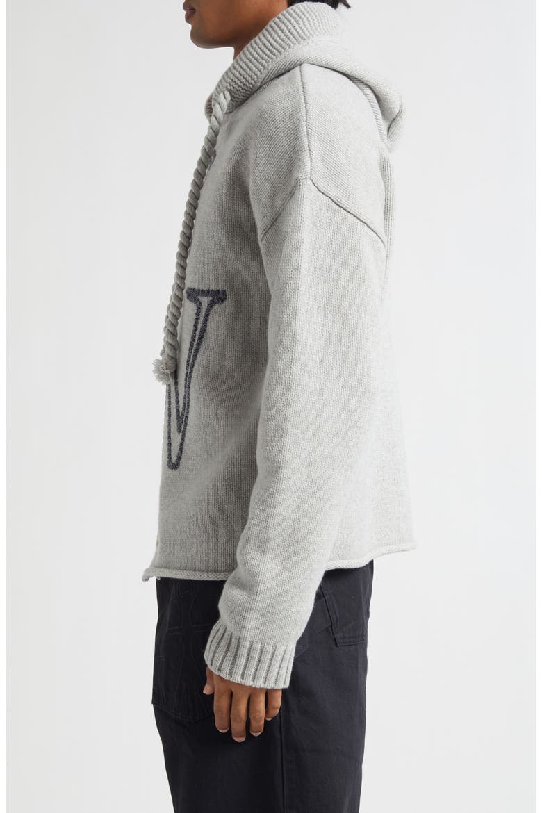 Anchor Embroidered Zip Hoodie Sweater, Alternate, color, LIGHT GREY MELANGE