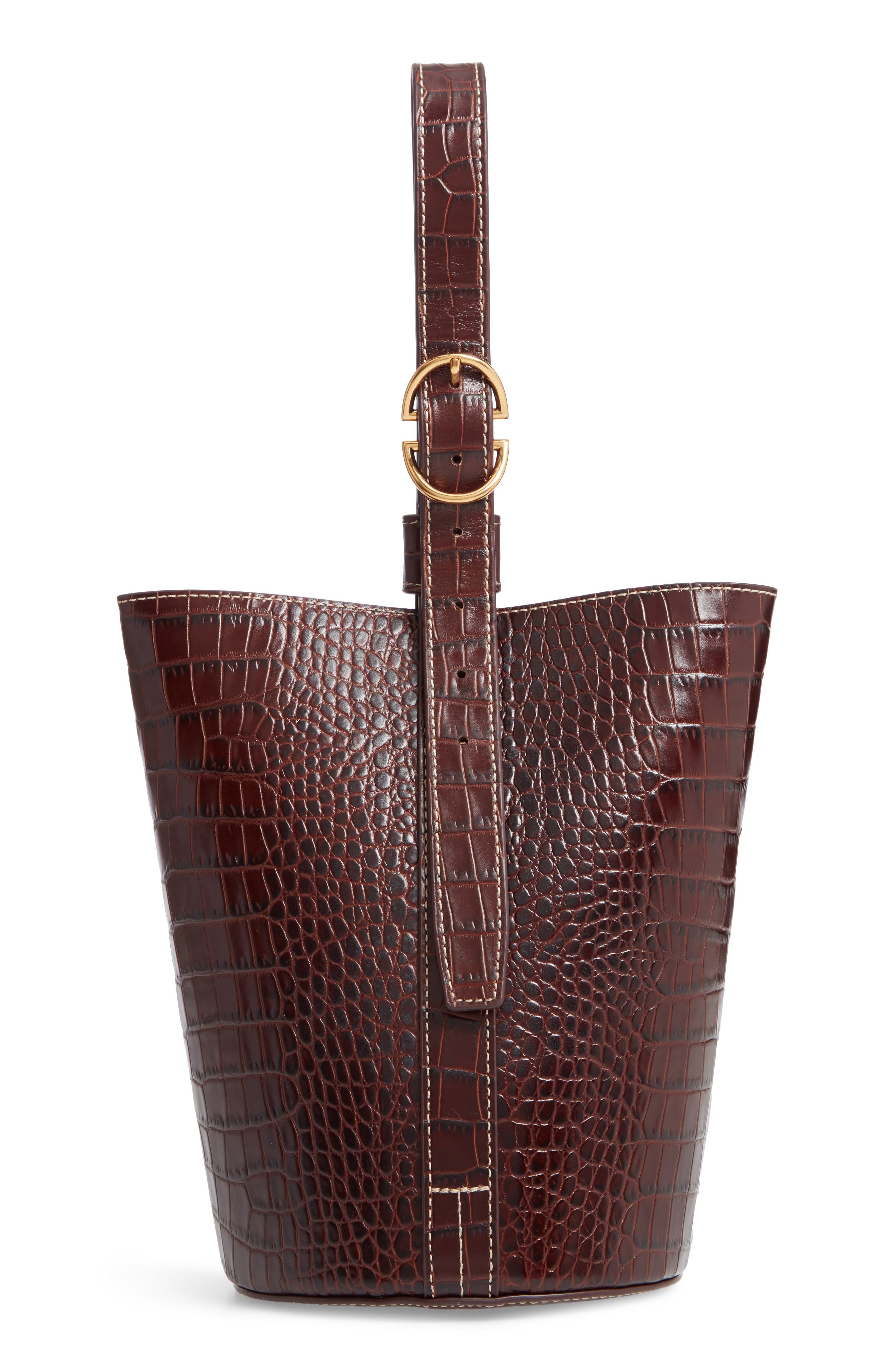 TRADEMARK Small Leather Bucket Bag, Main, color, 