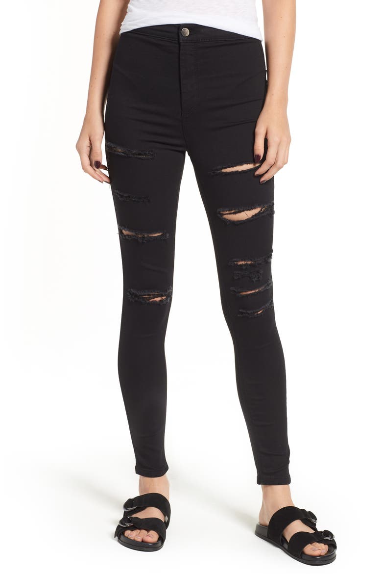 MOTO Joni Ripped Skinny Jeans, Main, color, BLACK