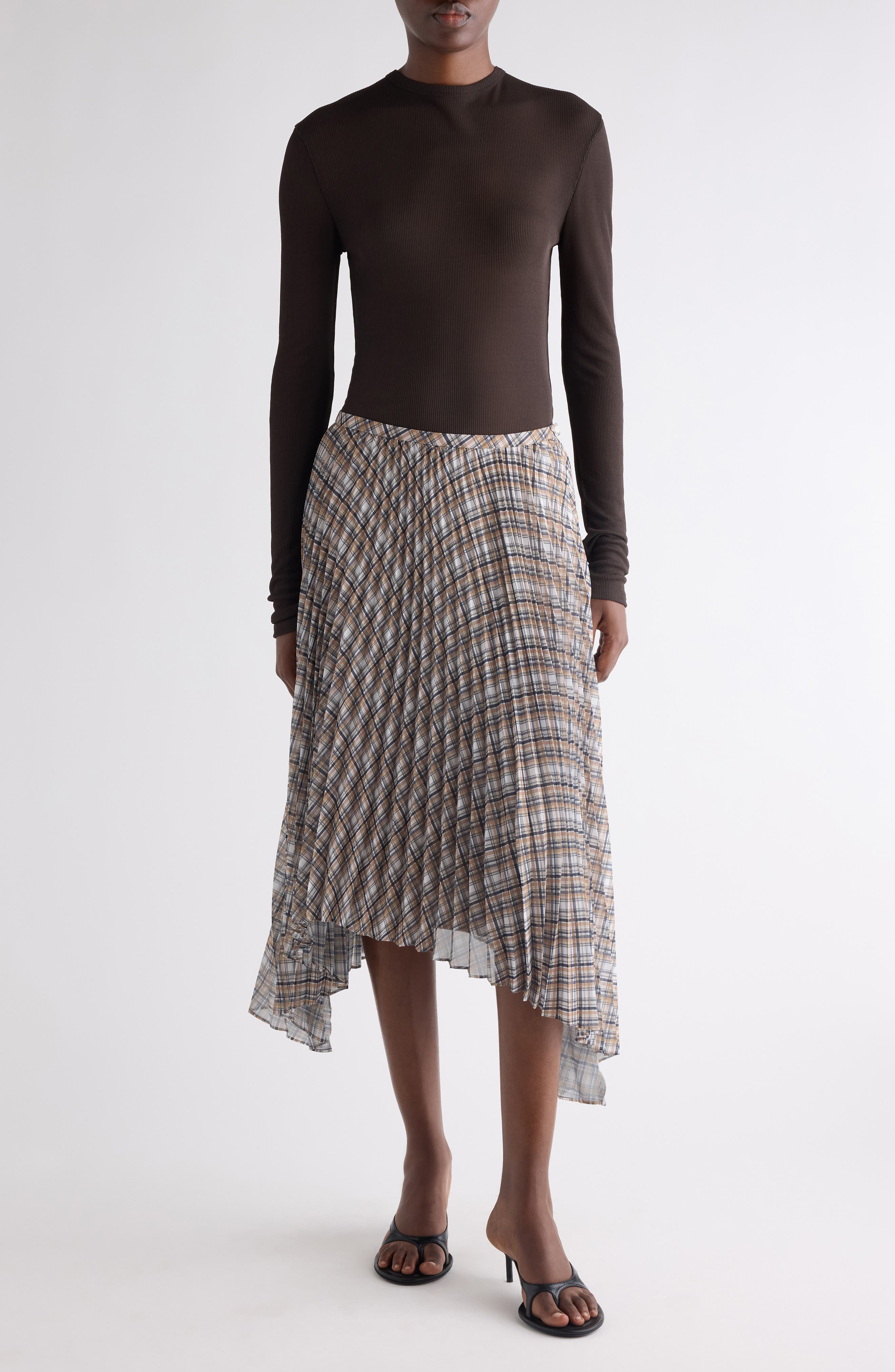 Semisheer Long Sleeve Rib T-Shirt - image 2