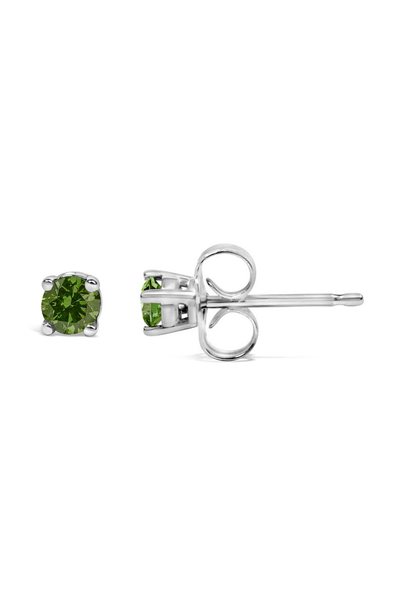 Silver 1/4 Ct Green Diamond Classic Stud Earrings, Alternate, color, White