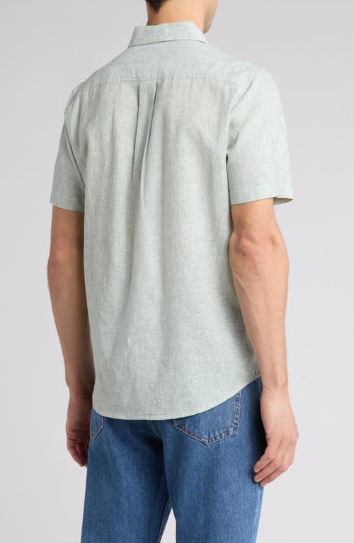 14TH & UNION 14TH & UNION LINEN & COTTON SHORT SLEEVE BUTTON-UP SHIRT