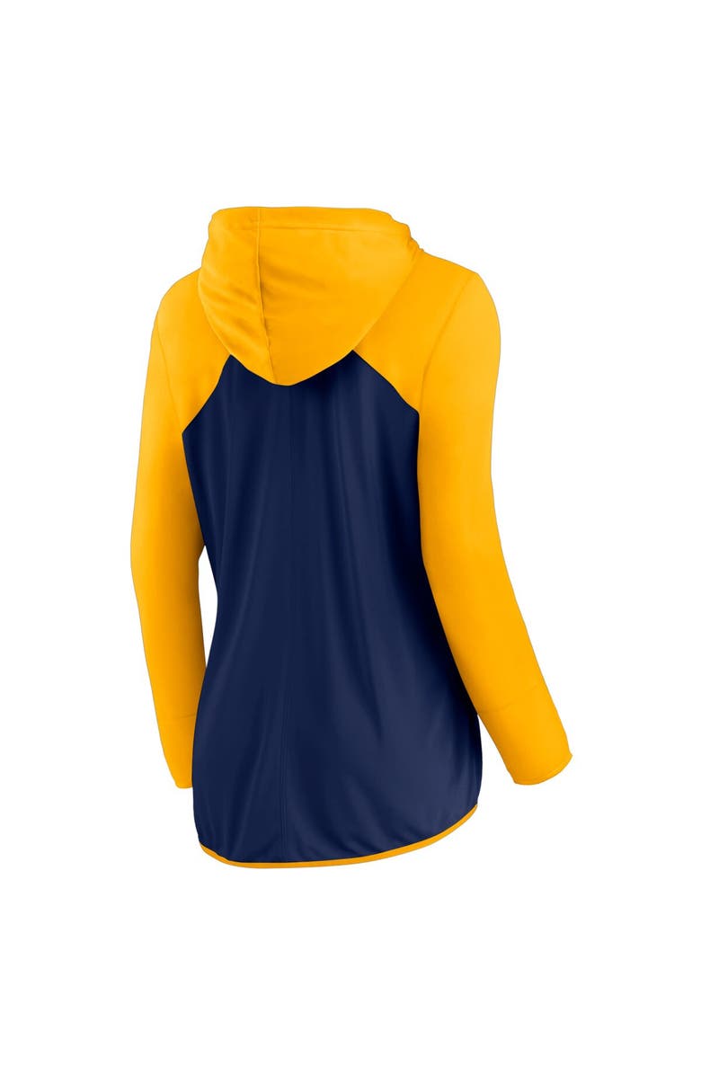 FANATICS Women's Fanatics Navy/Gold Milwaukee Brewers Script Sleeve Full-Zip Hoodie, Alternate, color, Navy