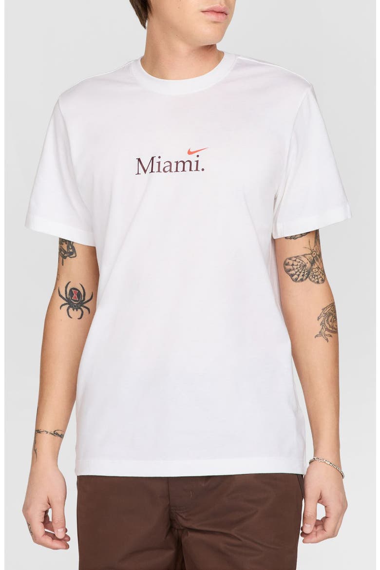 Miami Short Sleeve Crewneck T-Shirt, Main, color, WHITE/ COSMIC CLAY