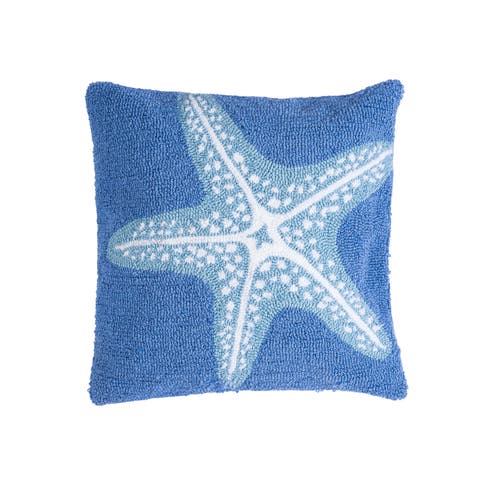 Starfish Seas Hooked Throw Pillow, 18" x 18"