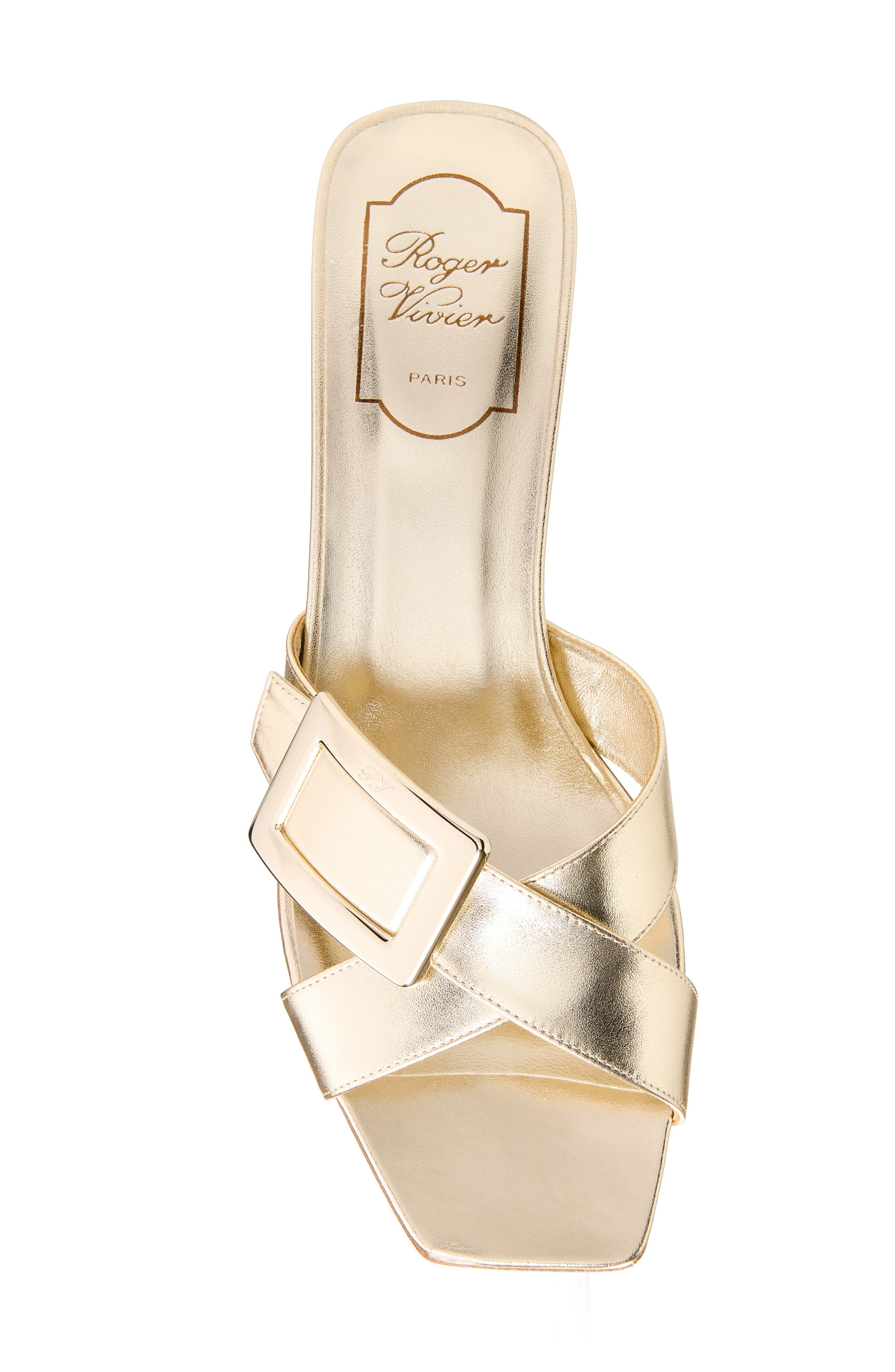 Roger Vivier Crossover Slide Sandal, Alternate, color, Oro Chiaro