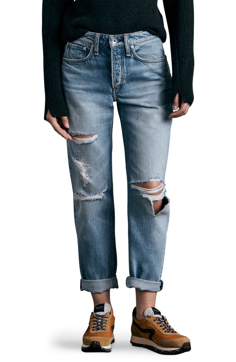 rag & bone Rosa Ripped Mid Rise Boyfriend Jeans, Main, color, Vandam