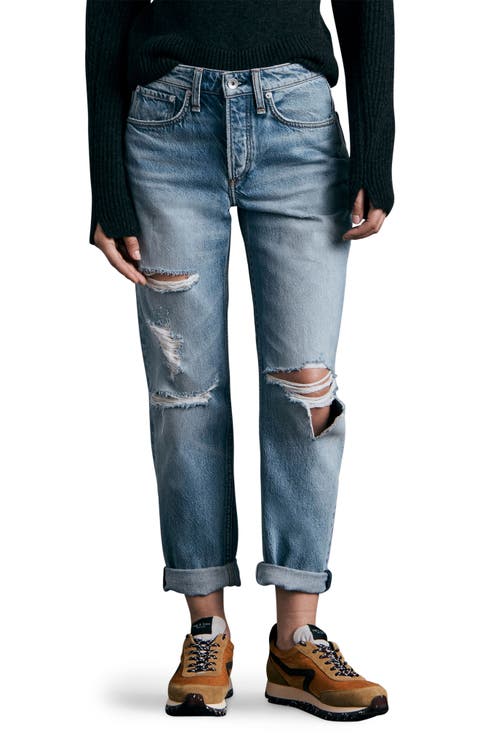 Rosa Ripped Mid Rise Boyfriend Jeans (Vandam)