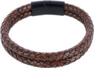 Trafalgar Simple Double Band Braided Secure Clasp Leather Bracelet