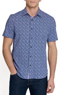 CONSTRUCT Slim Fit Floral Seersucker Short Sleeve Shirt